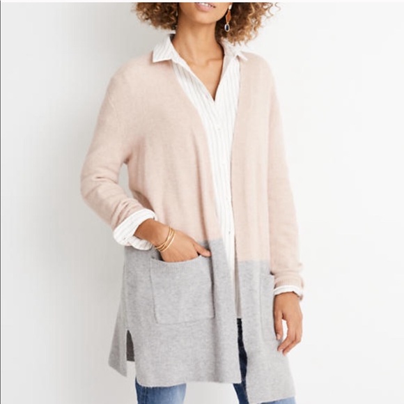 Madewell Sweaters - MADEWELL Kent Cardigan - Colorblock Blush/Grey - S